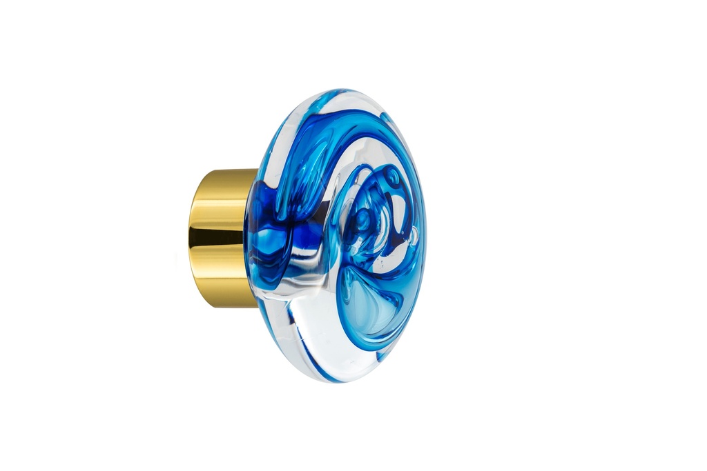 [40401045-3542119] Door knob collection Tubes de bulles - Blue - Disc Ø55 mm (Cabinet, Polished Brass)
