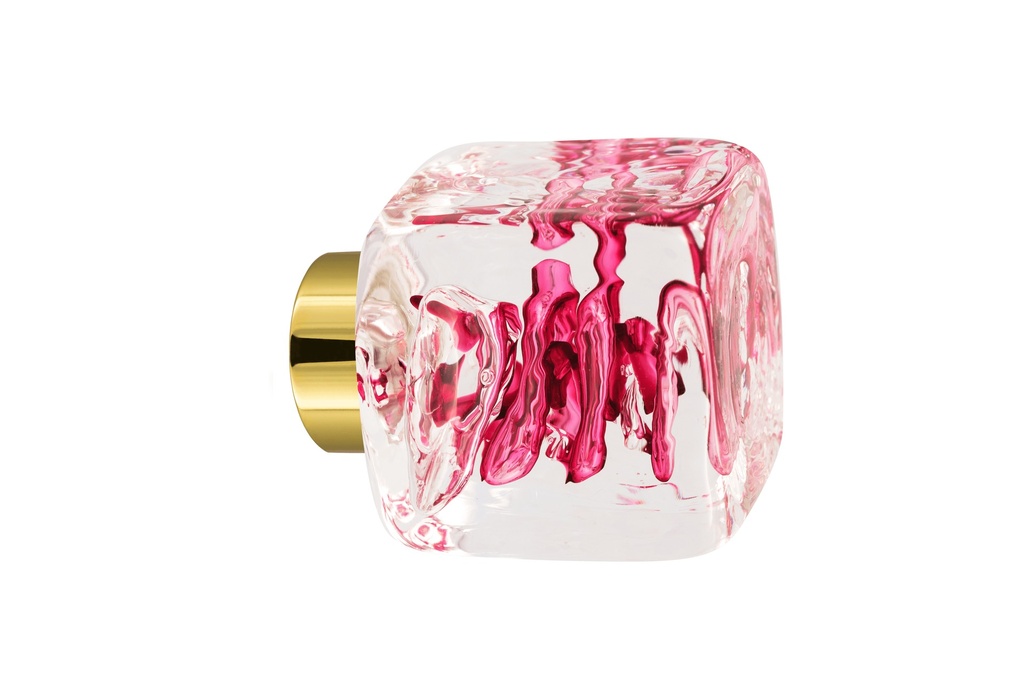 [40401230-3542119] Bouton de porte collection Tubes de bulles - Rose Fuchsia - Cube 45 × 45 mm (Placard, Laiton Poli)