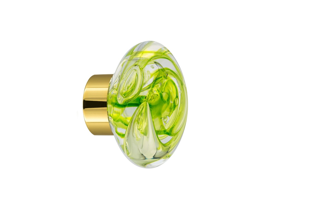[40401021-3542119] Bouton de porte collection Tubes de bulles - Vert Anis - Disque Ø55 mm (Placard, Laiton Poli)