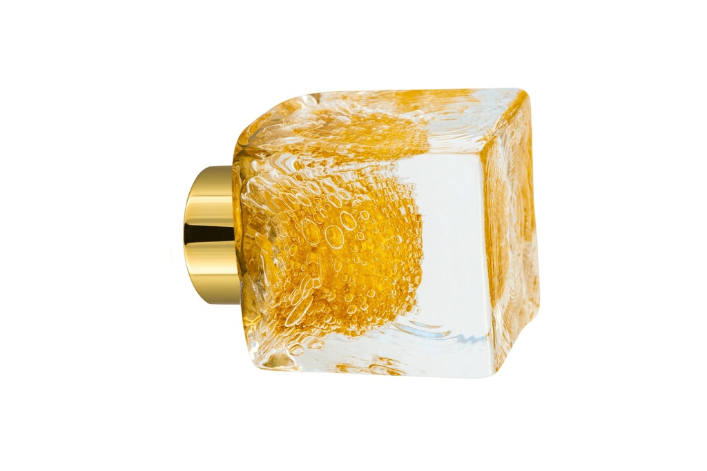 [67402019-3542123] Bouton de porte collection Microbulles - Jaune Topaze - Cube 45 × 45 mm (Placard, Laiton Poli)