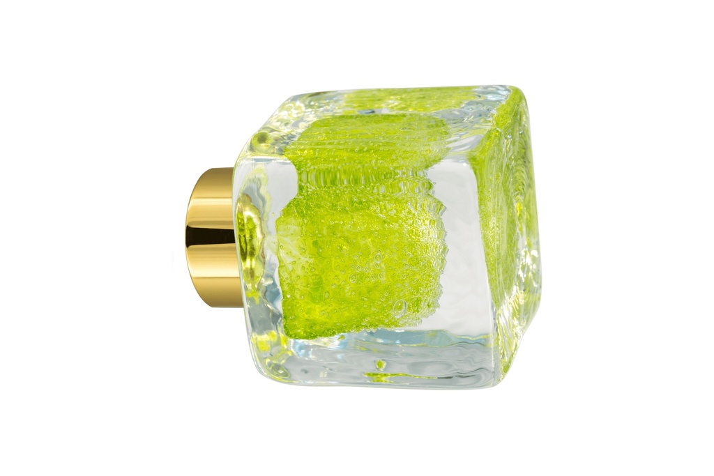 [67402021-3542123] Door knob collection Microbulles - Anise Green - Cube 45 × 45 mm (Cabinet, Polished Brass)