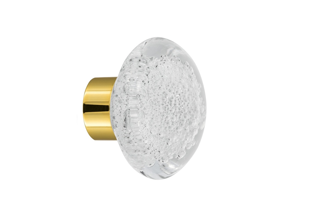 [67402000-3542123] Door knob collection Microbulles - Clear - Disc Ø55 mm (Cabinet, Polished Brass)
