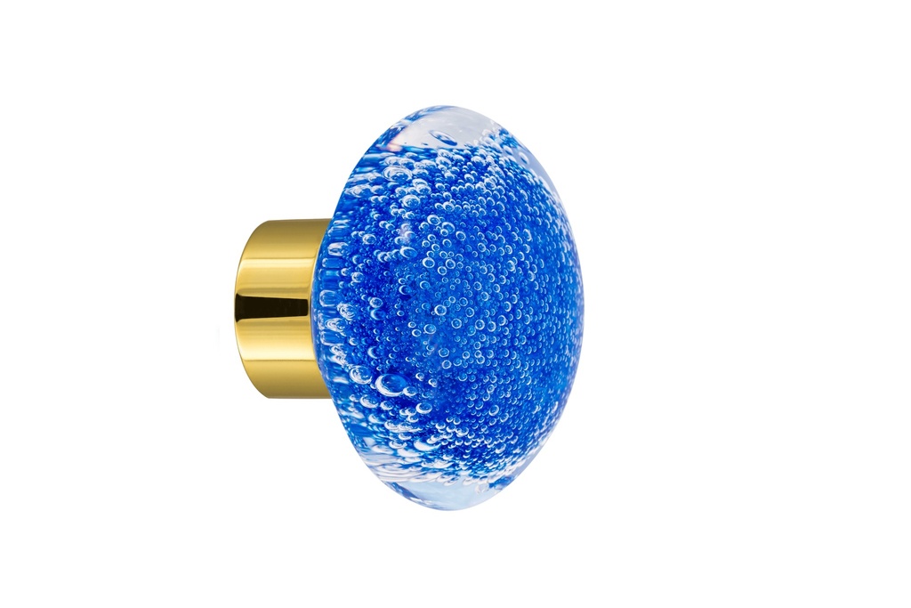[67402045-3542123] Door knob collection Microbulles - Blue - Disc Ø55 mm (Cabinet, Polished Brass)