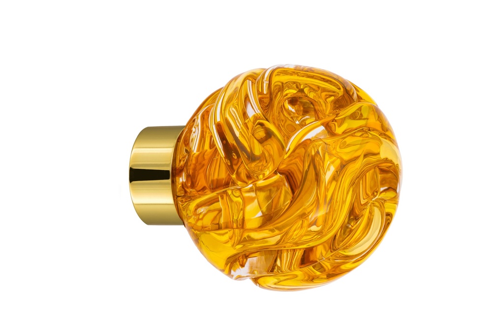 [66101019-3542122] Door knob collection Lavallière - Topaz Yellow - Spherical Ø55 mm (Cabinet, Polished Brass)