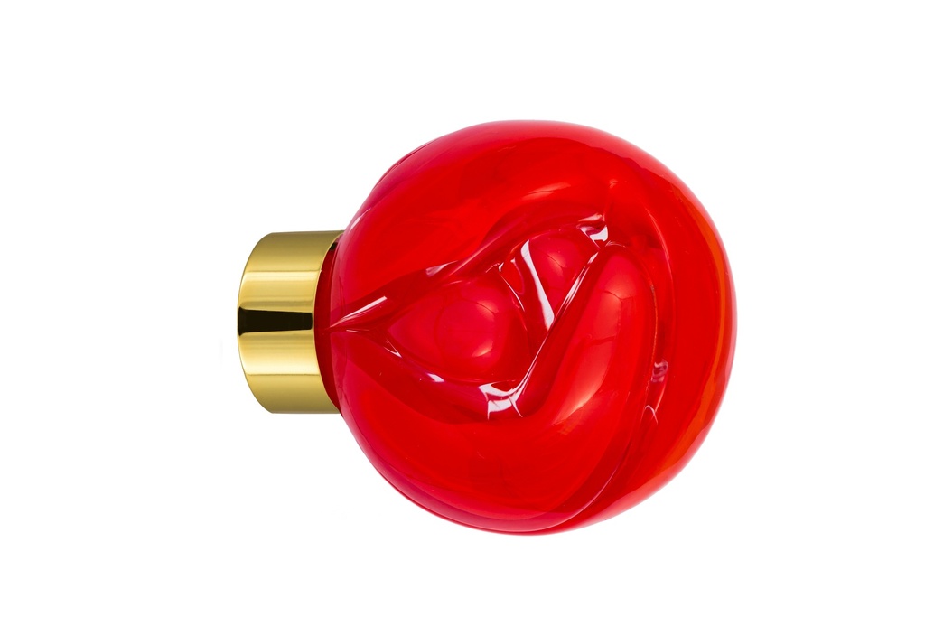[66101122-3542122] Door knob collection Lavallière - Chili Red - Spherical Ø55 mm (Cabinet, Polished Brass)