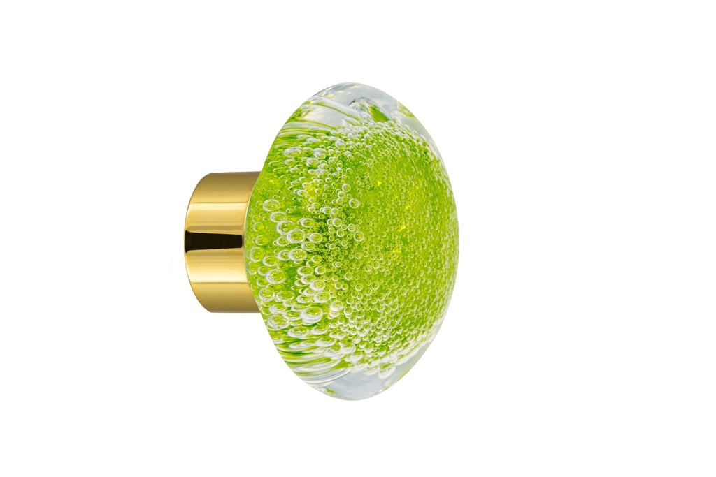 [67402021-3542123] Door knob collection Microbulles - Anise Green - Disc Ø55 mm (Cabinet, Polished Brass)