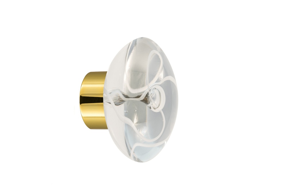 [67416Z74-3542121] Door knob collection Chantilly - White - Disc Ø55 mm (Cabinet, Polished Brass)
