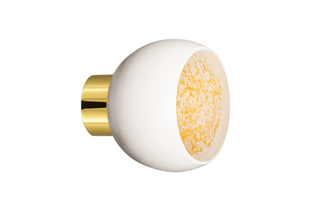[75104Z74G-3542126] Bouton de porte collection Mateus - Blanc + Or - Lisse, sphère tronquée Ø55 mm (Placard, Laiton Poli)