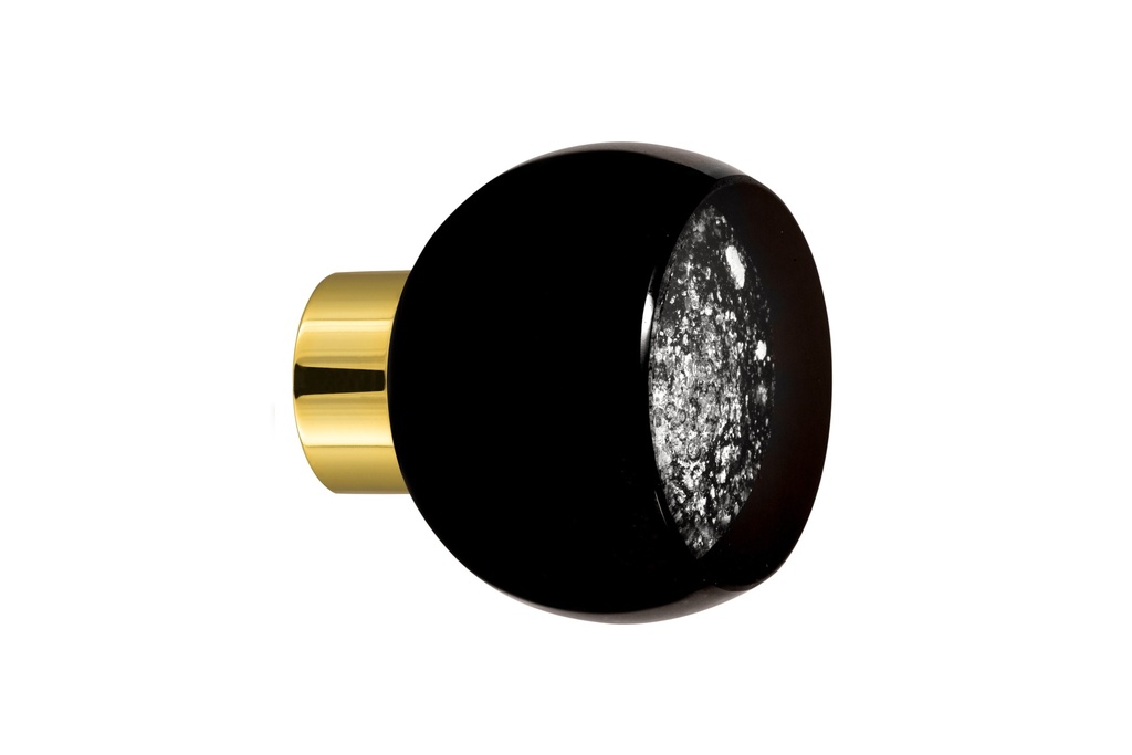 [75104095A-3542126] Door knob collection Mateus - Black + Silver - Smooth, truncated sphere Ø55 mm (Cabinet, Polished Brass)