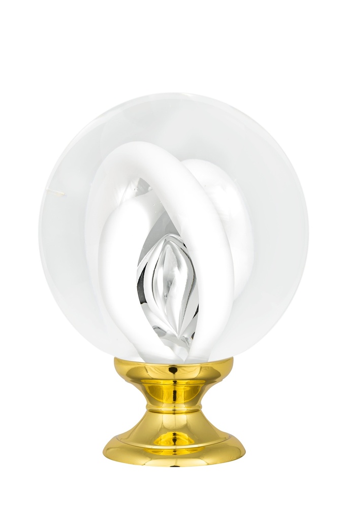 [65401Z74-42103119] Boule d'escalier collection Tubes de Bulles - Blanc (Embase Classique, Laiton Poli)