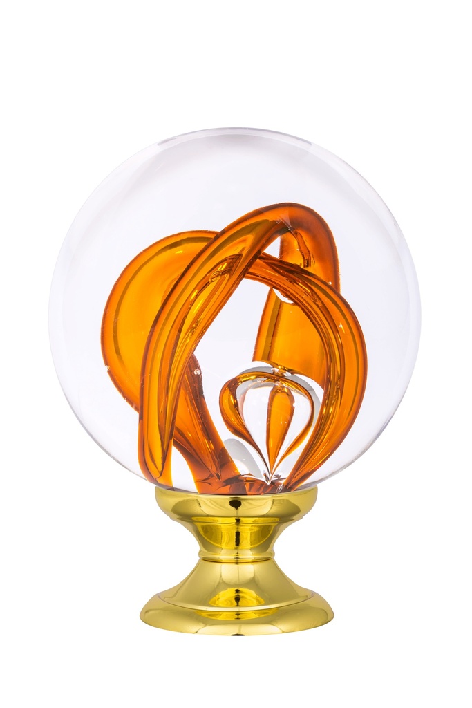 [65401019-42103119] Staircase finial collection Tubes de Bulles - Topaz Yellow (Standard Base, Polished Brass)