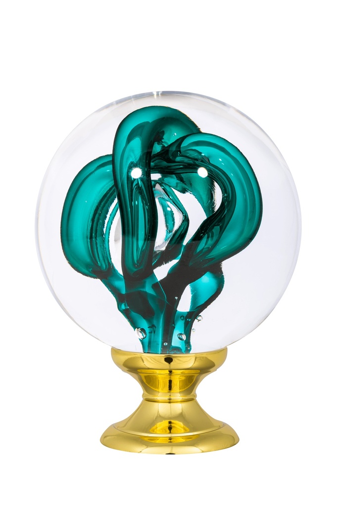 [65401033-42103119] Staircase finial collection Tubes de Bulles - Emerald Green (Standard Base, Polished Brass)