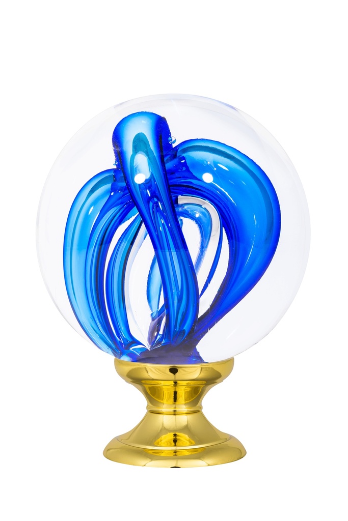 [65401045-42103119] Staircase finial collection Tubes de Bulles - Blue (Standard Base, Polished Brass)