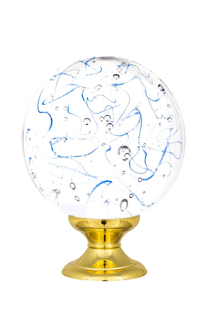 [65404045-42103131] Staircase finial collection Perlées - Blue (Standard Base, Polished Brass)