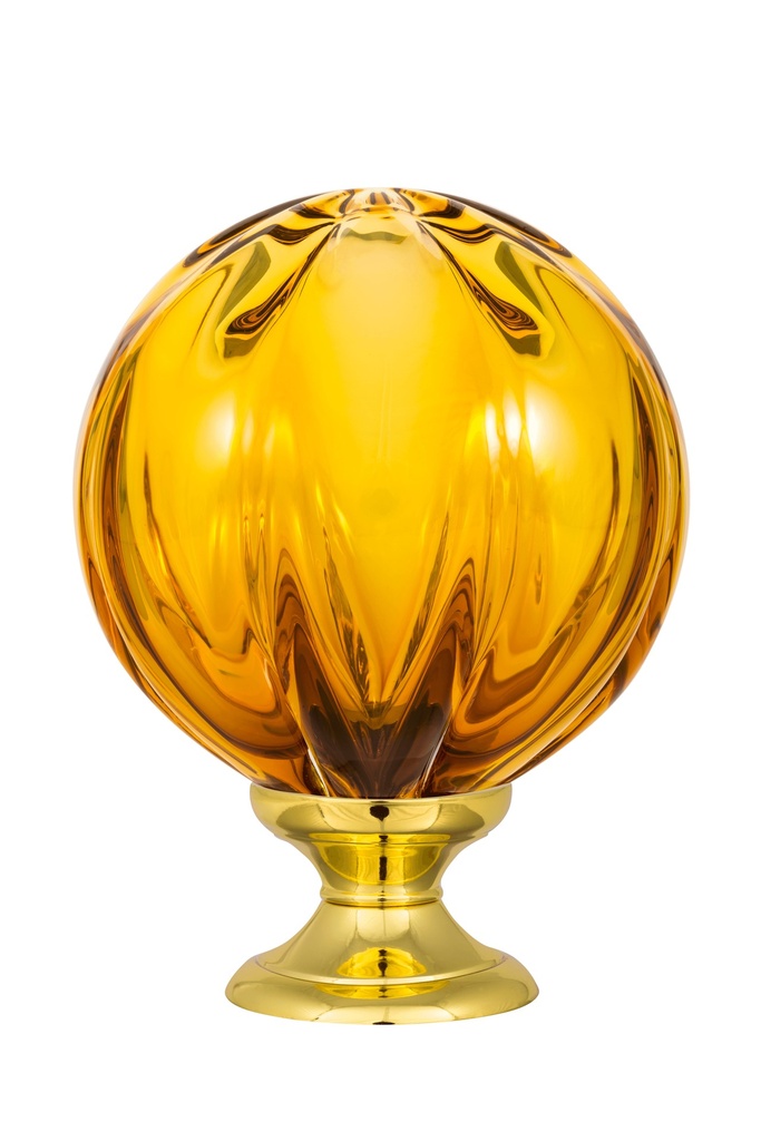 [65431019-42103132] Staircase finial collection Cara - Topaz Yellow (Standard Base, Polished Brass)