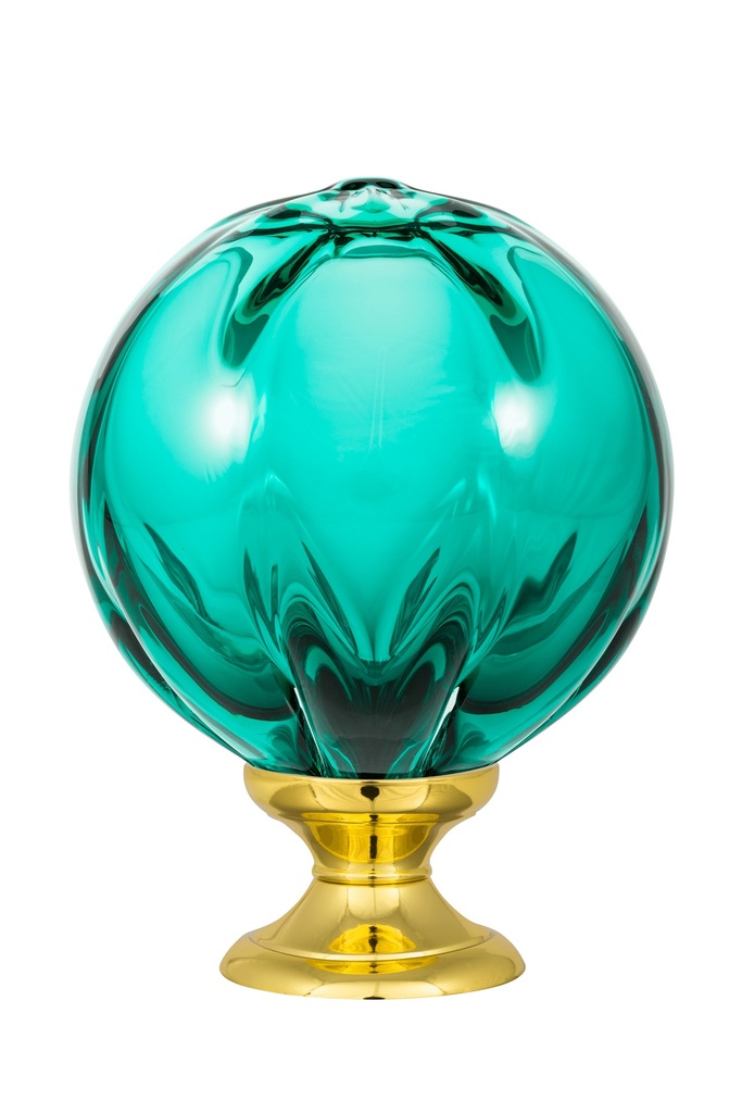 [65431033-42103132] Boule d'escalier collection Cara - Vert Emeraude (Embase Classique, Laiton Poli)