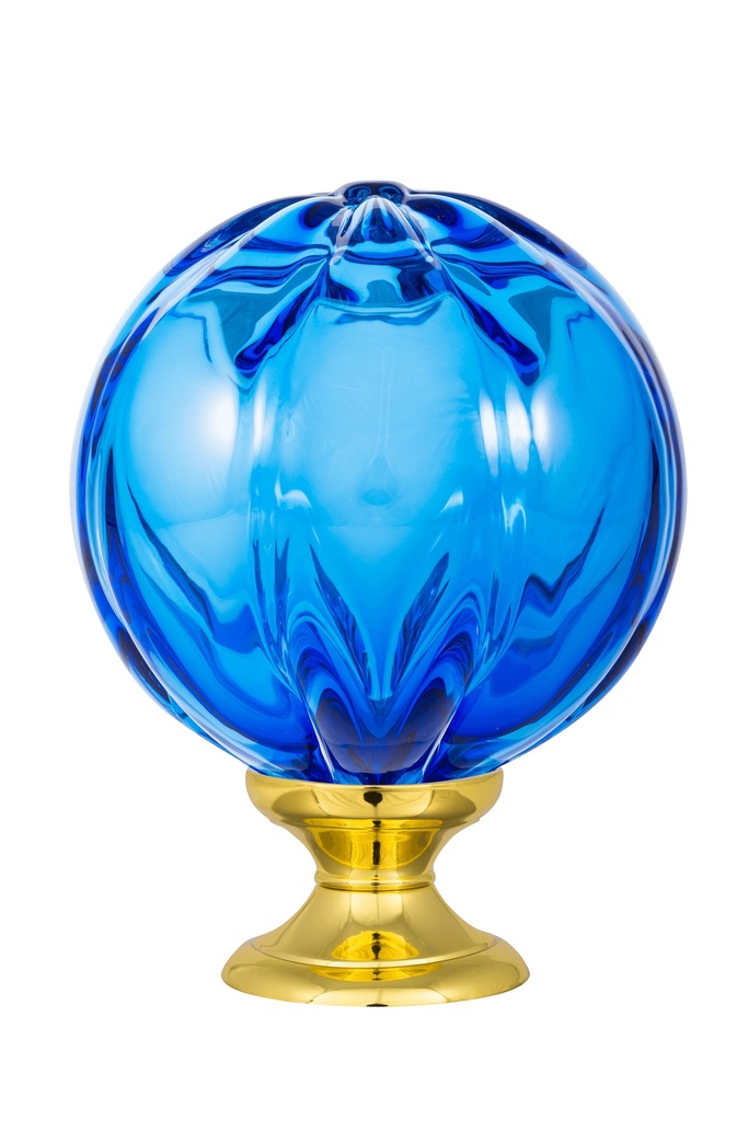[65431045-42103132] Boule d'escalier collection Cara - Bleu (Embase Classique, Laiton Poli)