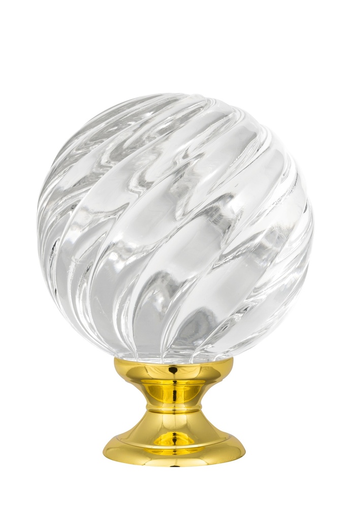 [65430000-42103133] Boule d'escalier collection Vrille - Incolore (Embase Classique, Laiton Poli)
