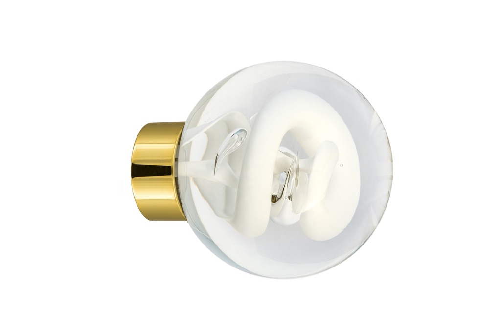 [66401Z74-3542119] Bouton de porte collection Tubes de bulles - Blanc - Sphérique Ø55 mm (Placard, Laiton Poli)