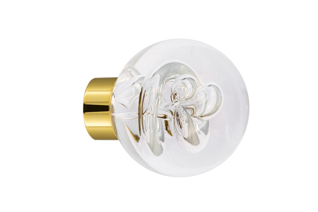 [66401000-3542119] Door knob collection Tubes de bulles - Clear - Spherical Ø55 mm (Cabinet, Polished Brass)