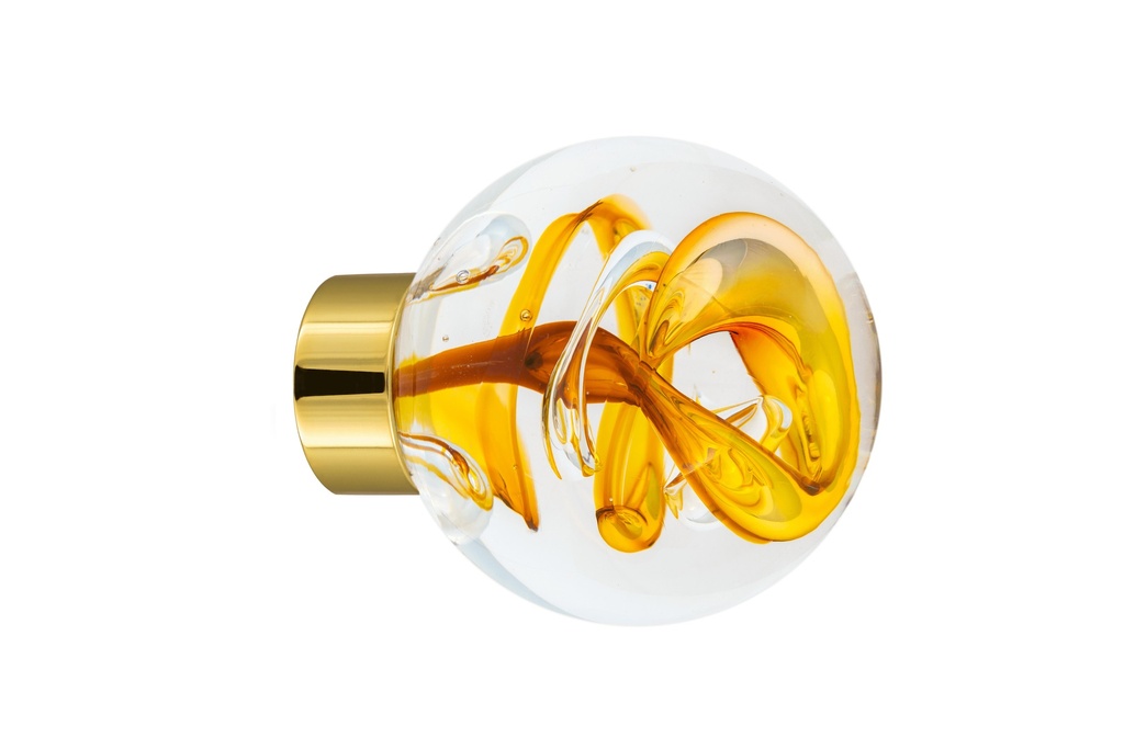 [66401019-3542119] Bouton de porte collection Tubes de bulles - Jaune Topaze - Sphérique Ø55 mm (Placard, Laiton Poli)