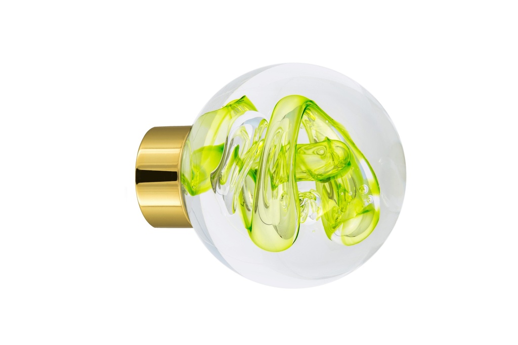 [66401021-3542119] Door knob collection Tubes de bulles - Anise Green - Spherical Ø55 mm (Cabinet, Polished Brass)