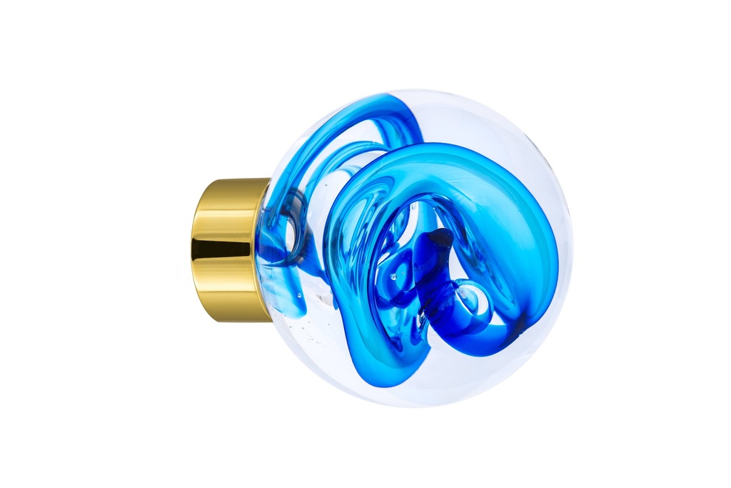 [66401045-3542119] Bouton de porte collection Tubes de bulles - Bleu - Sphérique Ø55 mm (Placard, Laiton Poli)