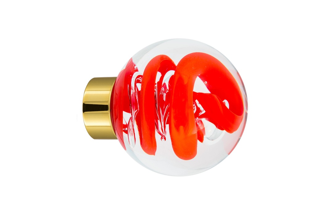 [66401122-3542119] Bouton de porte collection Tubes de bulles - Rouge Chili - Sphérique Ø55 mm (Placard, Laiton Poli)