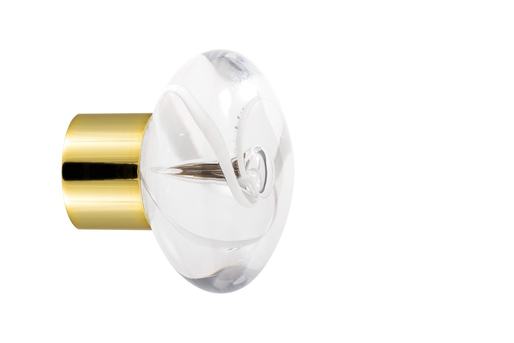 [59416Z74-3242121] Furniture knob collection Chantilly - White - Disc Ø35 mm (Furniture knob base - Polished Brass)
