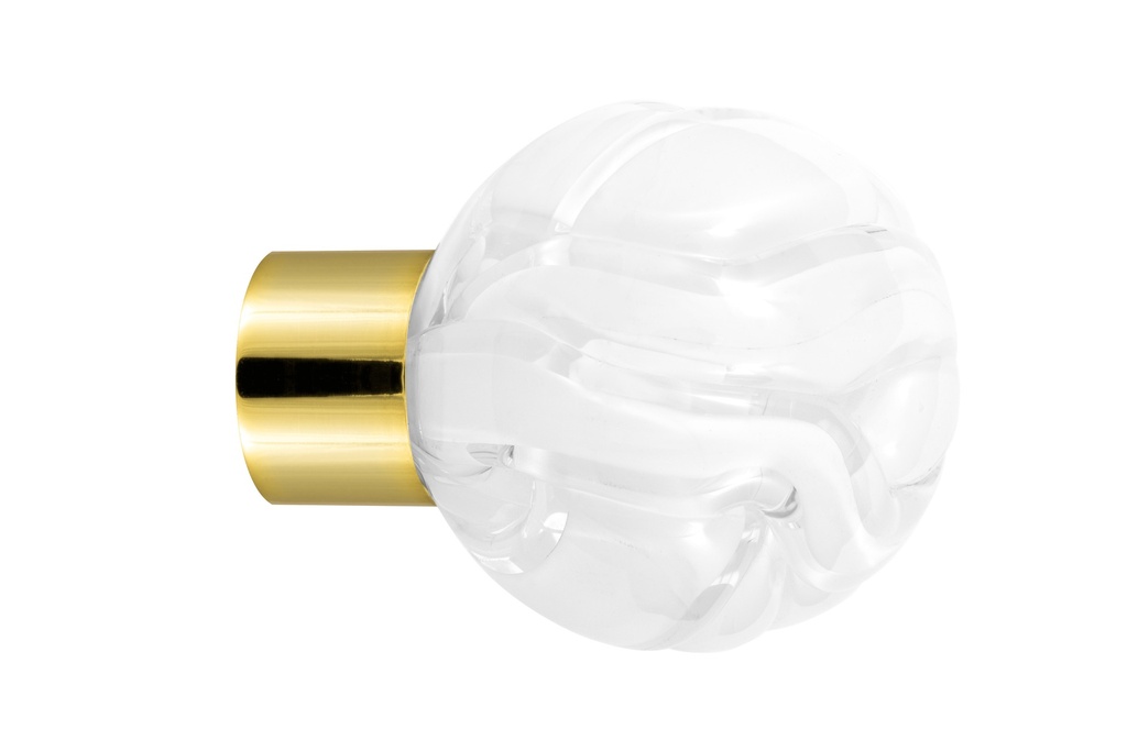 [62101Z74-3242122] Furniture knob collection Lavallière - White - Spherical Ø35 mm (Furniture knob base - Polished Brass)