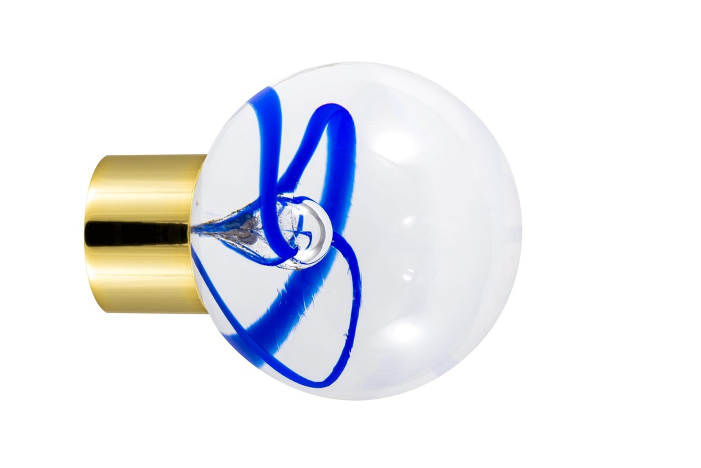 [59416045-3242121] Furniture knob collection Chantilly - Blue - Spherical Ø35 mm (Furniture knob base - Polished Brass)