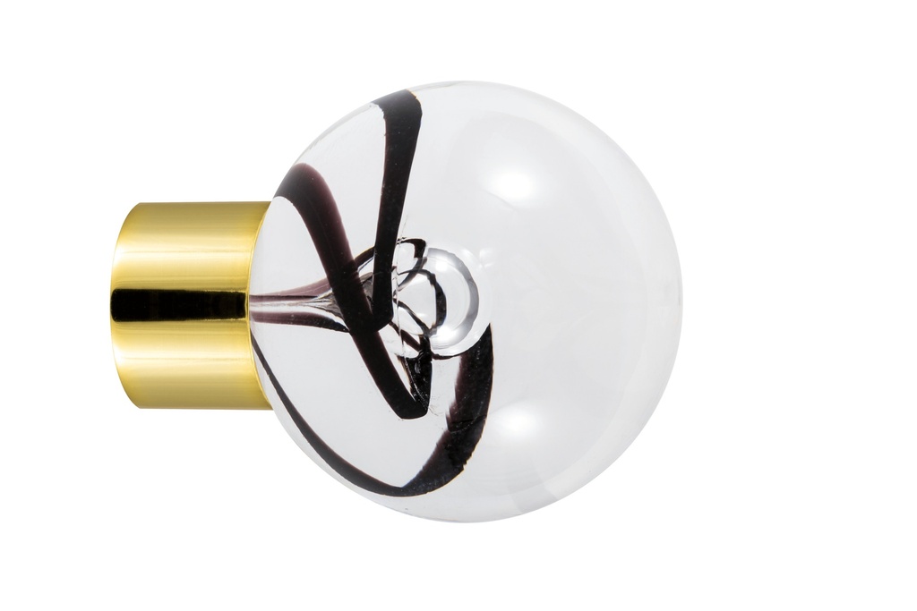 [59416095-3242121] Bouton de meuble collection Chantilly - Noir - Sphérique Ø35 mm (Embase meuble - Laiton Poli)