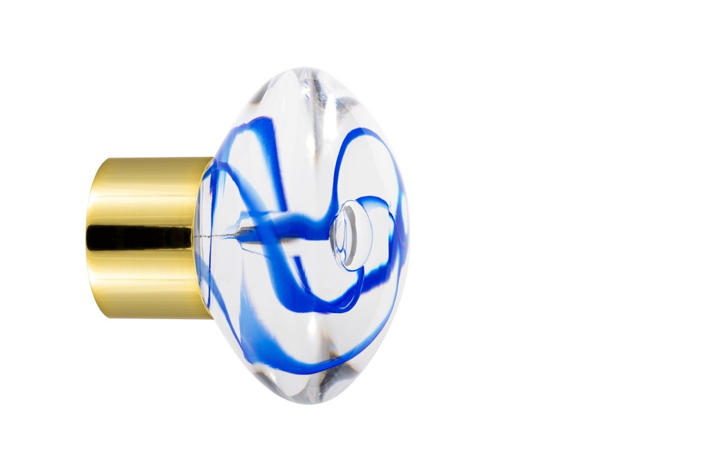 [59416045-3242121] Furniture knob collection Chantilly - Blue - Disc Ø35 mm (Furniture knob base - Polished Brass)