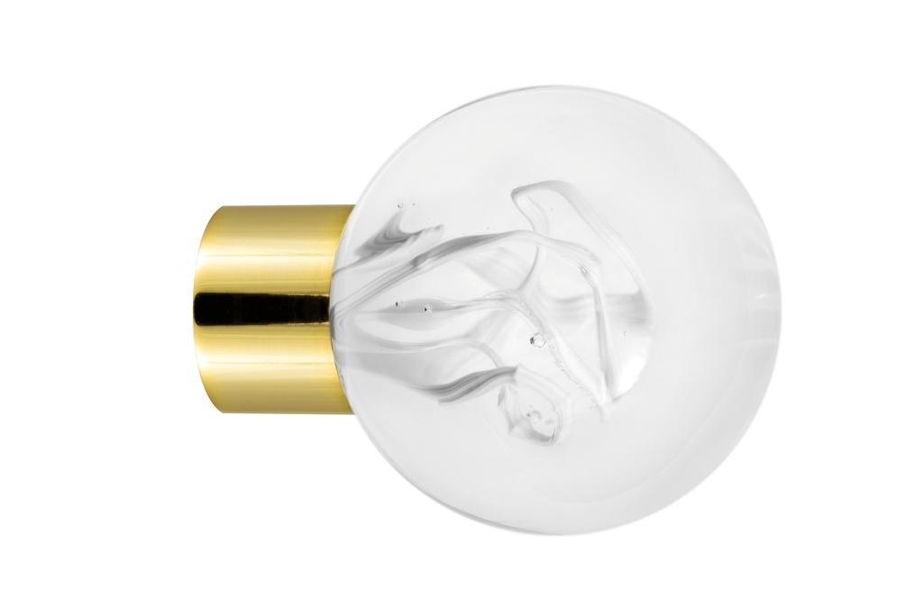 [62401000-3242119] Bouton de meuble collection Tubes de Bulles - Blanc - Sphérique Ø35 mm (Embase meuble - Laiton Poli)