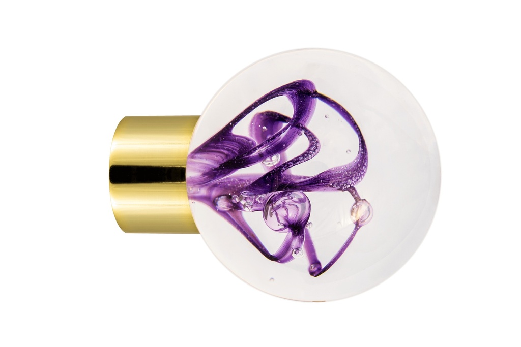 [62401014-3242119] Furniture knob collection Tubes de Bulles - Hyacinth - Spherical Ø35 mm (Furniture knob base - Polished Brass)