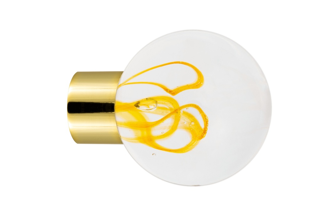 [62401019-3242119] Bouton de meuble collection Tubes de Bulles - Jaune Topaze - Sphérique Ø35 mm (Embase meuble - Laiton Poli)