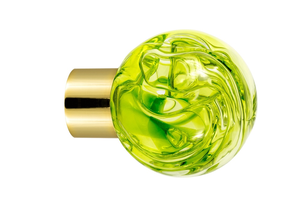 [62101021-3242122] Furniture knob collection Lavallière - Anise Green - Spherical Ø35 mm (Furniture knob base - Polished Brass)