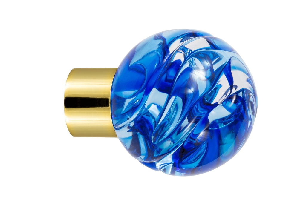 [62101045-3242122] Bouton de meuble collection Lavallière - Bleu - Sphérique Ø35 mm (Embase meuble - Laiton Poli)