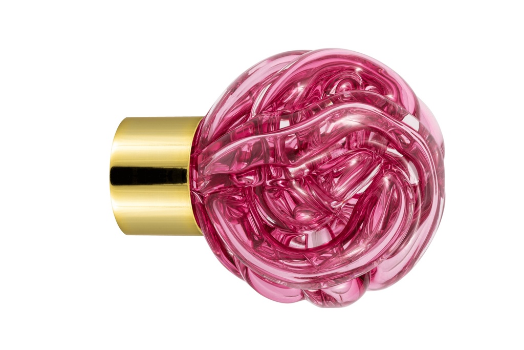 [62101230-3242122] Bouton de meuble collection Lavallière - Rose Fuchsia - Sphérique Ø35 mm (Embase meuble - Laiton Poli)