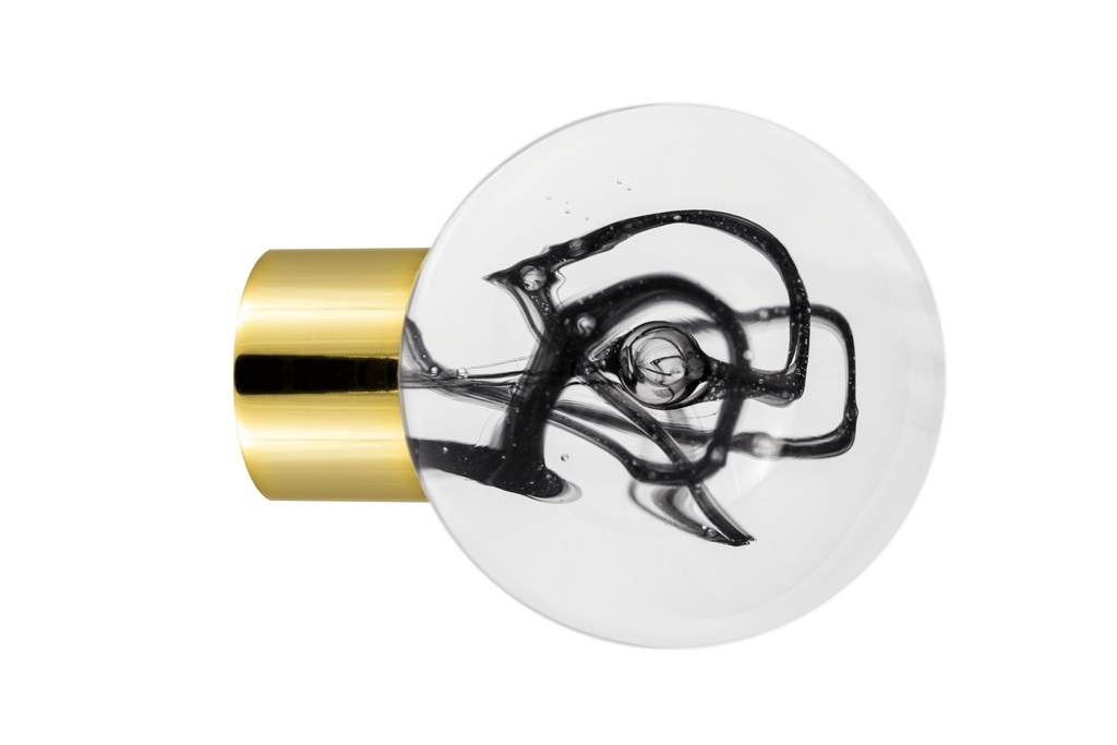 [62401095-3242119] Furniture knob collection Tubes de Bulles - Black - Spherical Ø35 mm (Furniture knob base - Polished Brass)