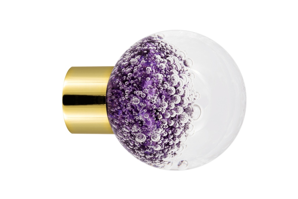 [62402014-3242123] Furniture knob collection Microbulles - Hyacinth - Spherical Ø35 mm (Furniture knob base - Polished Brass)