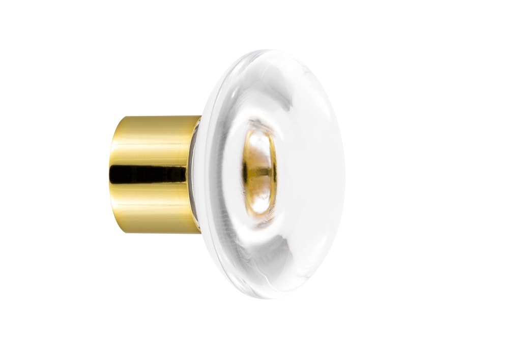 [59000000-3242120] Bouton de meuble collection Clear - Incolore - Disque Ø35 mm (Embase meuble - Laiton Poli)
