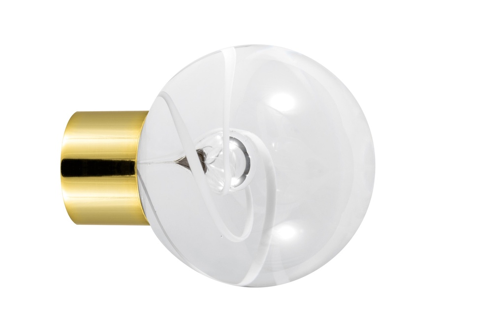 [59416Z74-3242121] Bouton de meuble collection Chantilly - Blanc - Sphérique Ø35 mm (Embase meuble - Laiton Poli)