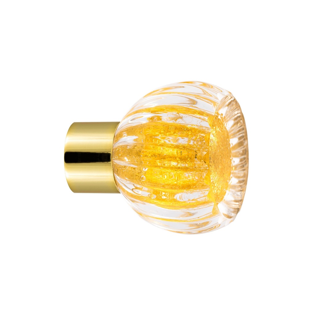 [26419ORO-3242124] Furniture knob collection Alberto - Gold - Ribbed, truncated sphere Ø35 mm (Furniture knob base - Polished Brass)