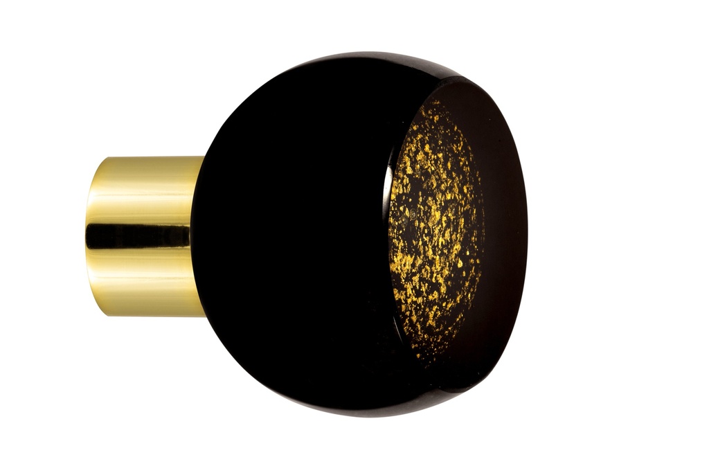 [25104095G-3242126] Bouton de meuble collection Mateus - Noir + Or - Sphère tronquée Ø35 mm (Embase meuble - Laiton Poli)