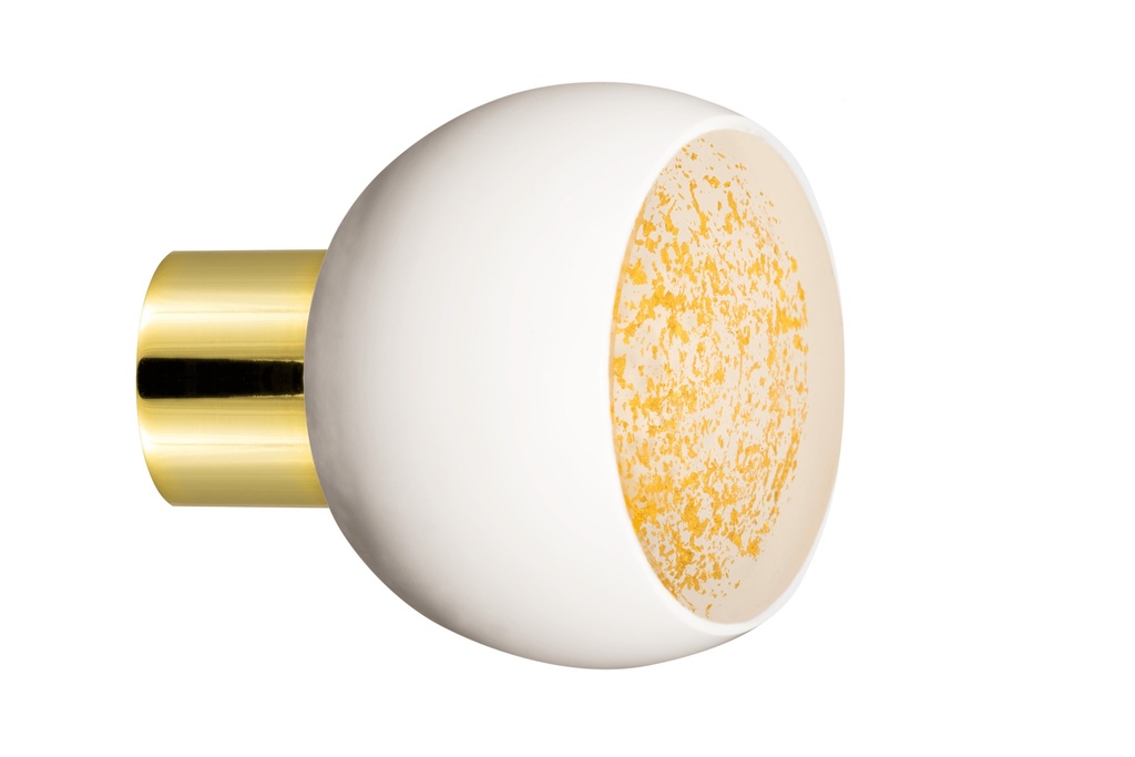 [25104Z74G-3242126] Furniture knob collection Mateus - White + Gold - Truncated sphere Ø35 mm (Furniture knob base - Polished Brass)