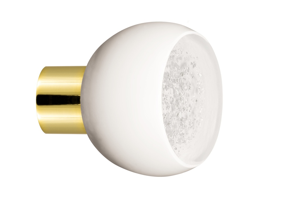 [25104Z74A-3242126] Bouton de meuble collection Mateus - Blanc + Argent - Sphère tronquée Ø35 mm (Embase meuble - Laiton Poli)
