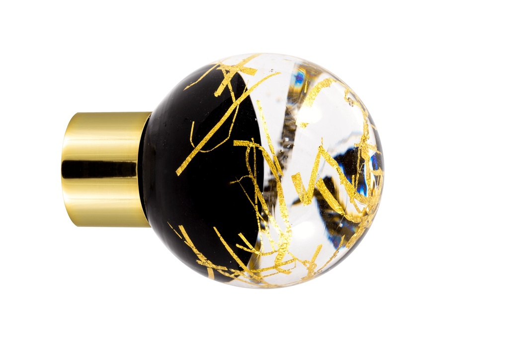 [62103095G-3242127] Bouton de meuble collection Malo Flash - Noir + Or - Sphérique Ø35 mm (Embase meuble - Laiton Poli)