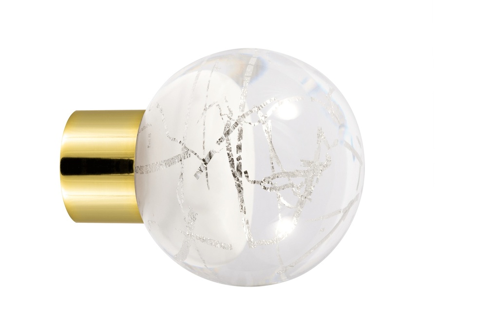 [62103Z74A-3242127] Bouton de meuble collection Malo Flash - Blanc + Argent - Sphérique Ø35 mm (Embase meuble - Laiton Poli)