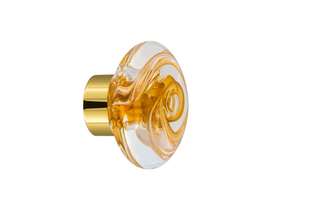 Bouton de porte collection Tubes de bulles - Jaune Topaze - Disque Ø55 mm (Placard, Laiton Poli)